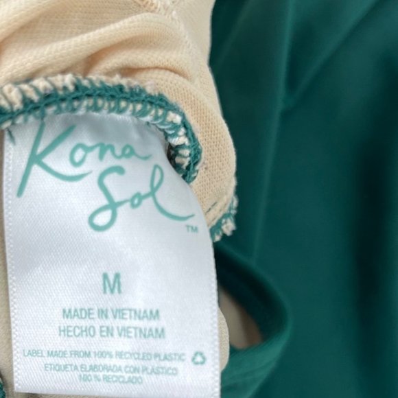 Kona Sol One Piece Swimsuit Womens Sold Green Tie Top Cinched Size M - Picture 6 of 13